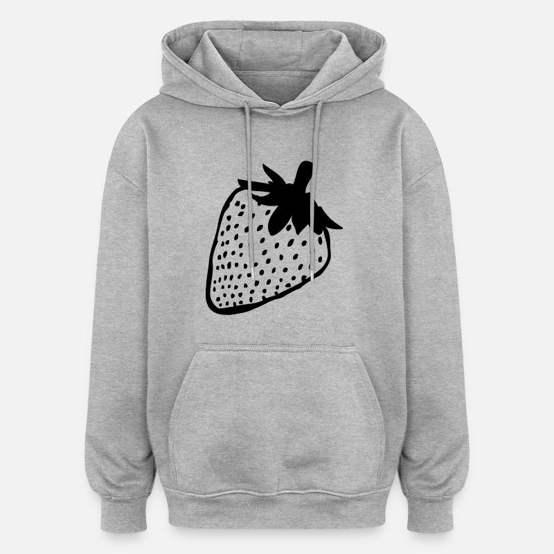 Erdbeere - Oversized Unisex Hoodie - Grau meliert