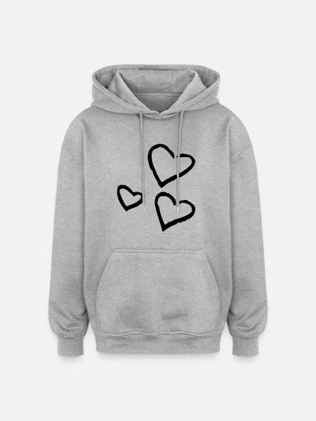 Herzen - Oversized Unisex Hoodie - Grau meliert