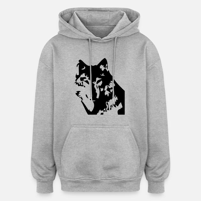 wolf - Oversized Unisex Hoodie - Grau meliert