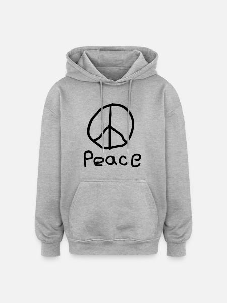 Peace - Oversized Unisex Hoodie - Grau meliert