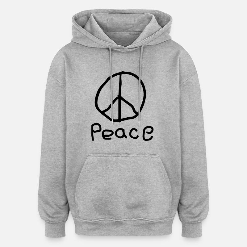 Peace - Oversized Unisex Hoodie - Grau meliert