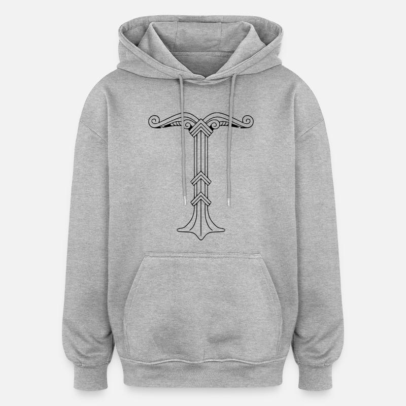 Irminsul - Sweat à capuche oversize unisexe - gris chiné