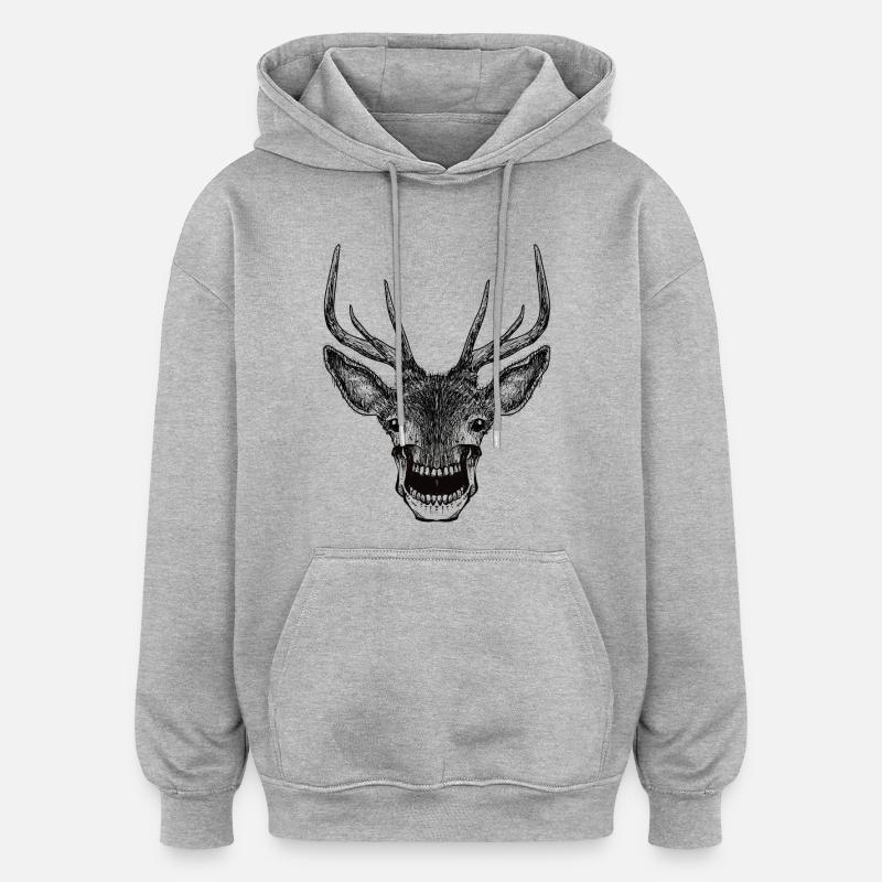 Crâne de cerf - Sweat à capuche oversize unisexe - gris chiné
