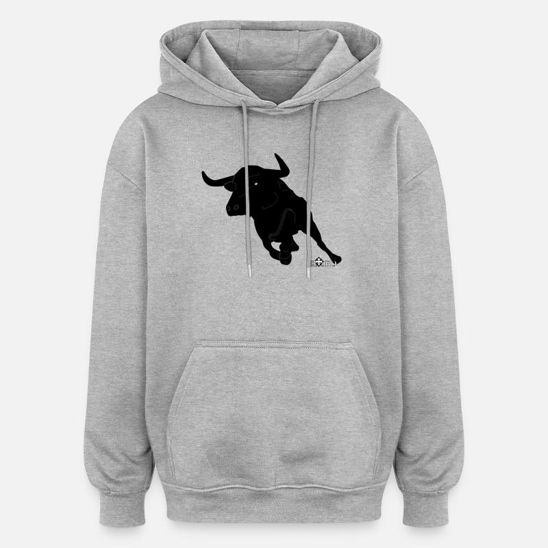 taureau en course - Sweat à capuche oversize unisexe - gris chiné