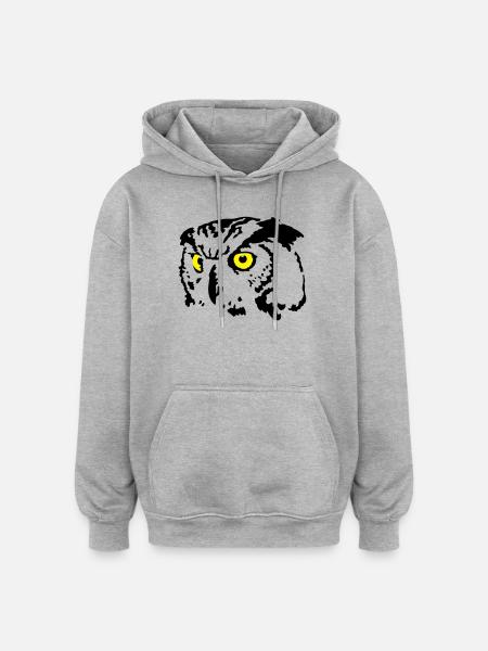 chouette - Sweat à capuche oversize unisexe - gris chiné