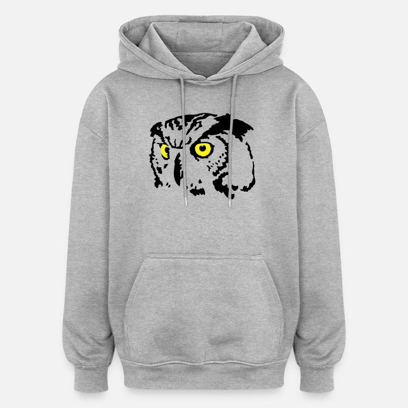 chouette - Sweat à capuche oversize unisexe - gris chiné