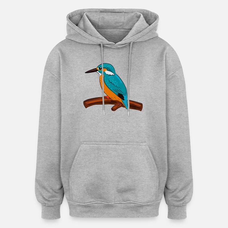 martin-pêcheur - Sweat à capuche oversize unisexe - gris chiné