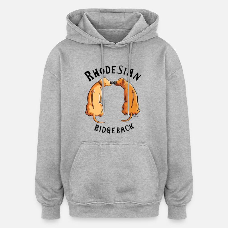 Heureux Rhodesian Ridgeback - Sweat à capuche oversize unisexe - gris chiné