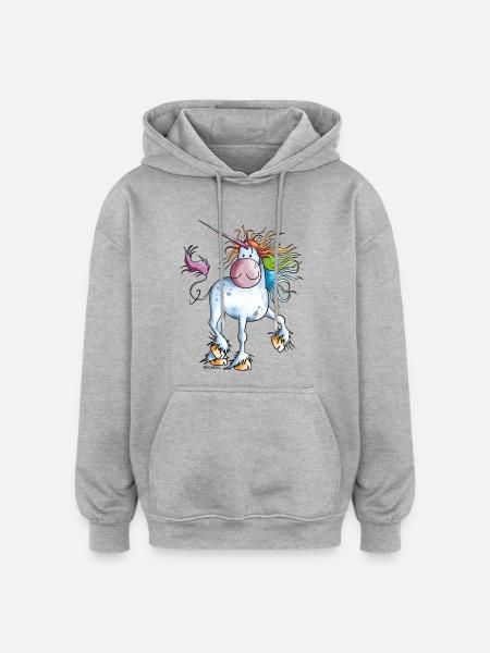 Rainbow Unicorn - Oversized Unisex Hoodie - heather grey