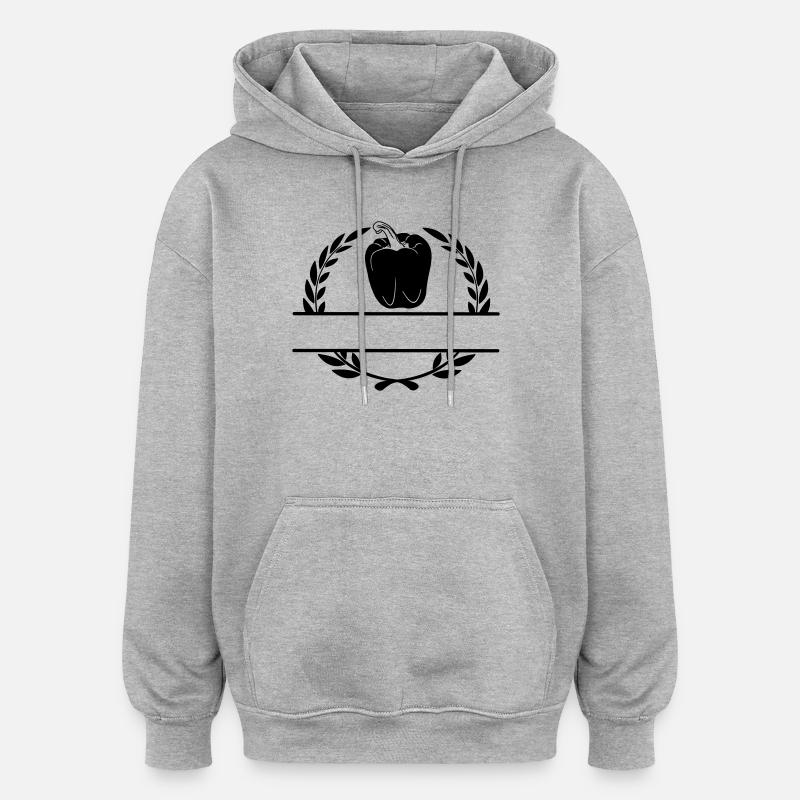 Lorbeerkranz mit Paprika - Oversized Unisex Hoodie - Grau meliert
