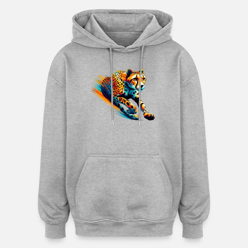 Guépard - Sweat à capuche oversize unisexe - gris chiné