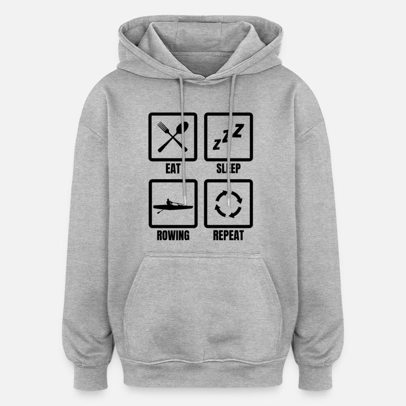 Routine du rameur - Sweat à capuche oversize unisexe - gris chiné