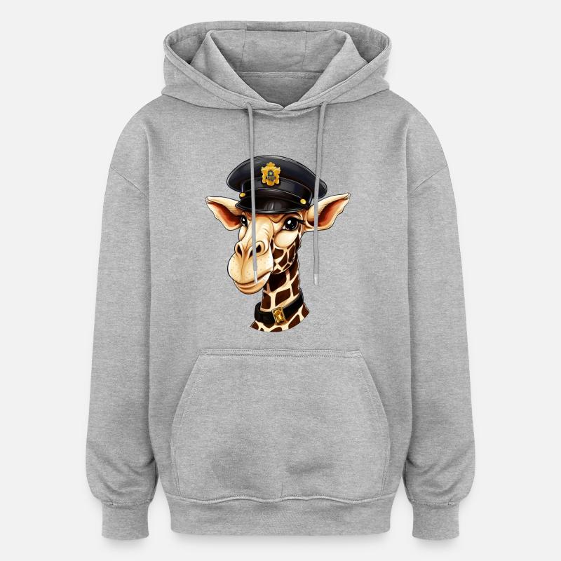 Polizei Giraffe - Oversized Unisex Hoodie - Grau meliert