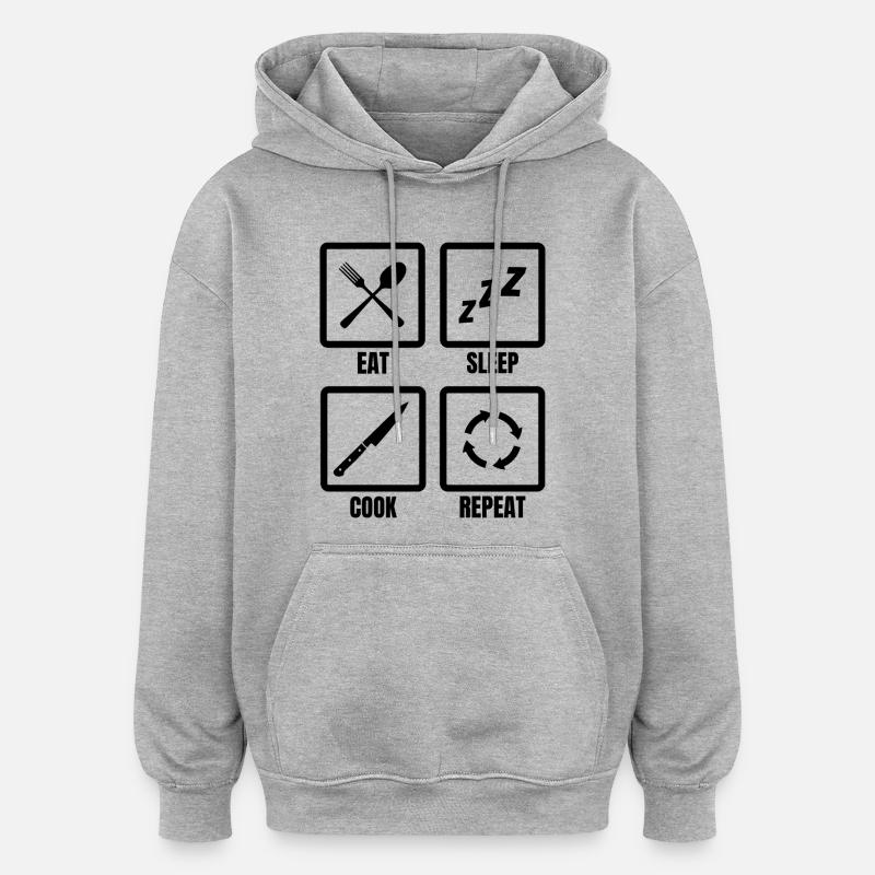 Cuisiner la routine quotidienne - Sweat à capuche oversize unisexe - gris chiné