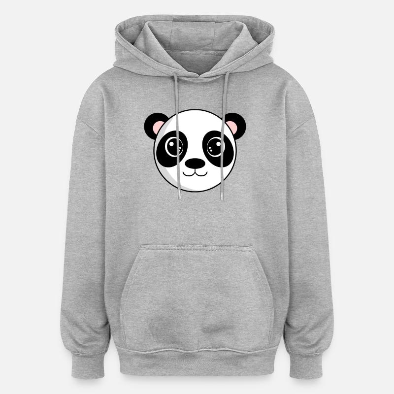 Panda Kopf - Oversized Unisex Hoodie - Grau meliert