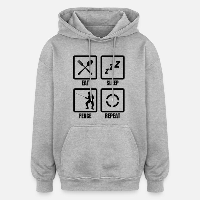 Routine quotidienne de l’escrimeur - Sweat à capuche oversize unisexe - gris chiné