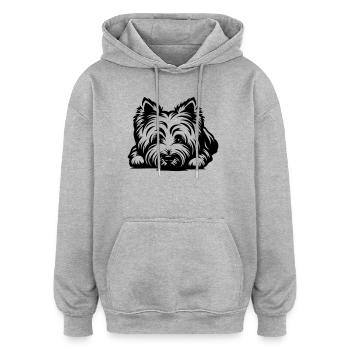West Highland Terrier Kopf mit Pfoten - Oversized Unisex Hoodie - Grau meliert - Vorne - Noah (186cm)