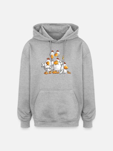 Funny Chickens for Chicken Lovers - Oversized Unisex Hoodie - heather grey