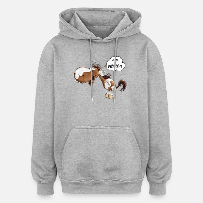 Zum Wiehern Pferd Schecke Lustiges Pferd - Oversized Unisex Hoodie - Grau meliert