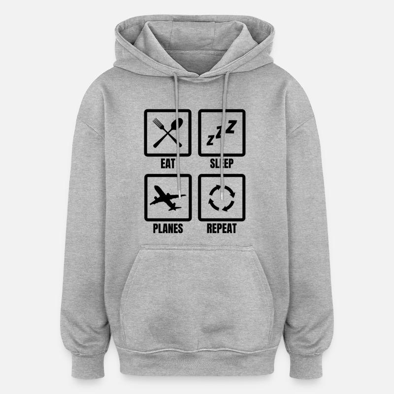 Passionné d’avion - Sweat à capuche oversize unisexe - gris chiné