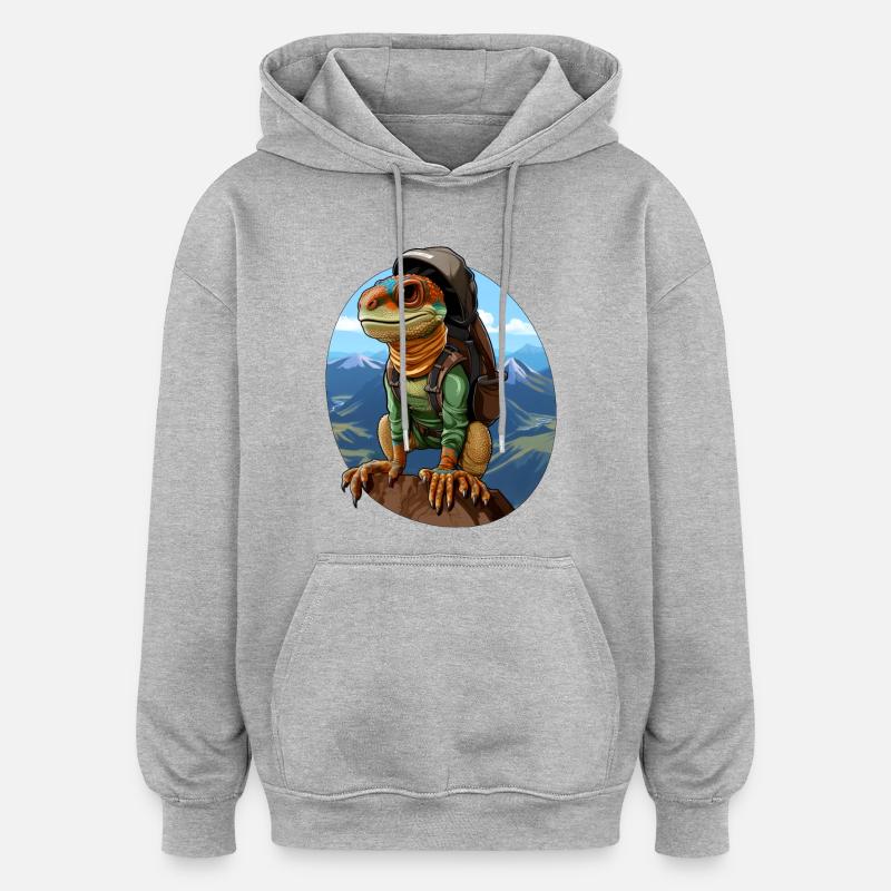 Eidechsen Bergsteiger / Wandern Eidechse - Oversized Unisex Hoodie - Grau meliert