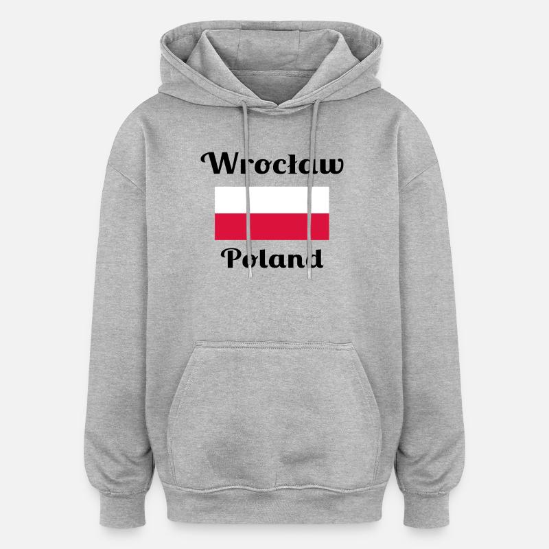 Wrocław, Pologne - Imprimés élégants - Sweat à capuche oversize unisexe - gris chiné