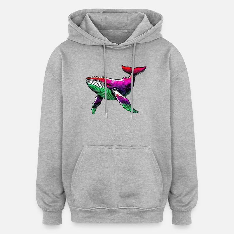 Baleine - Sweat à capuche oversize unisexe - gris chiné