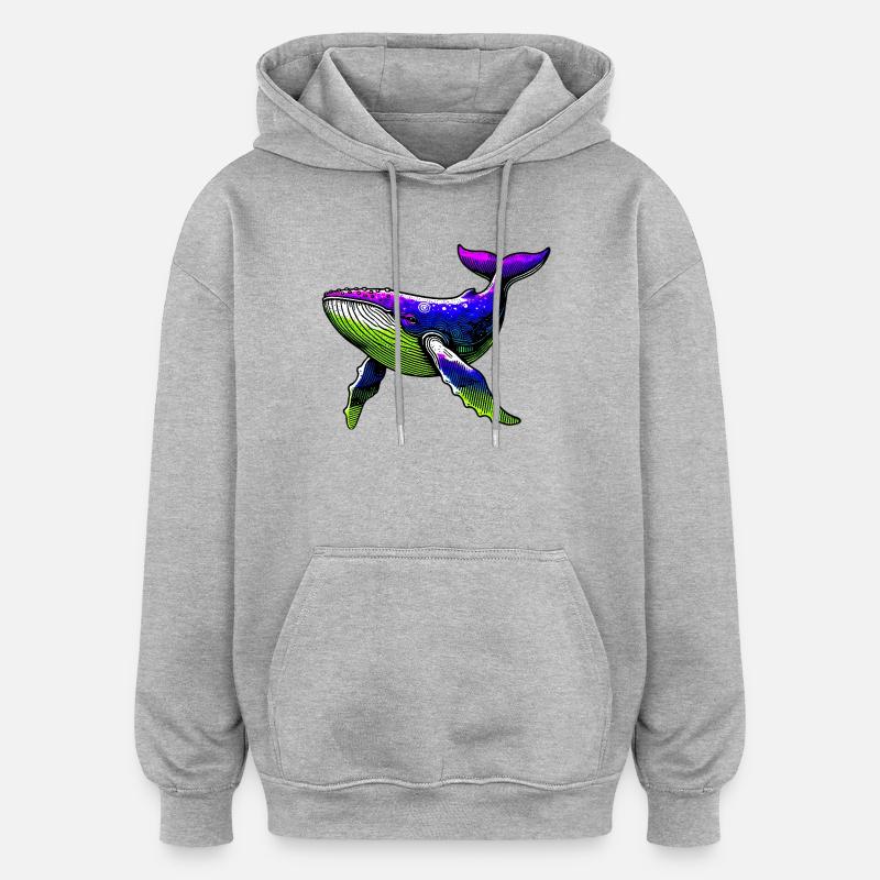 Baleine - Sweat à capuche oversize unisexe - gris chiné