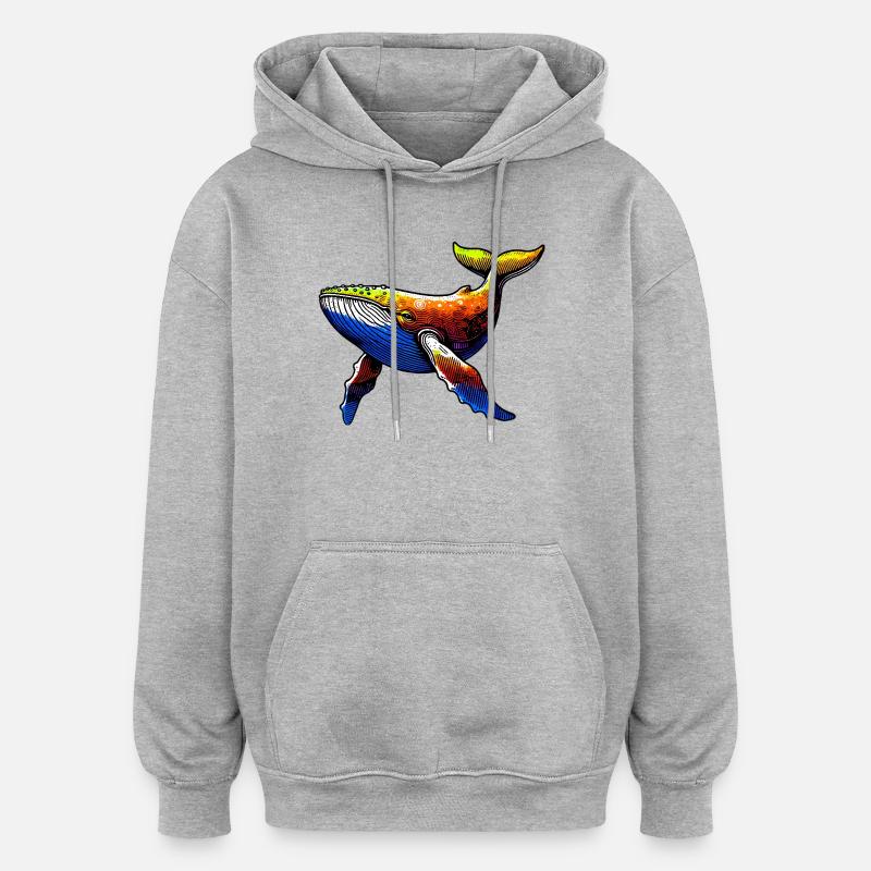 Baleine - Sweat à capuche oversize unisexe - gris chiné