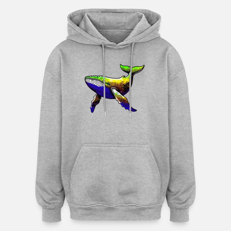 Baleine - Sweat à capuche oversize unisexe - gris chiné