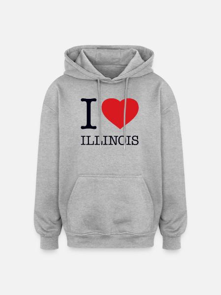 J’ADORE L’ILLINOIS - Sweat à capuche oversize unisexe - gris chiné