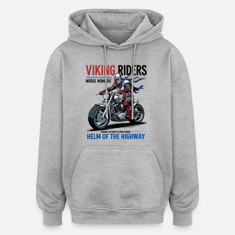 Wikinger Biker - Oversized Unisex Hoodie - Grau meliert