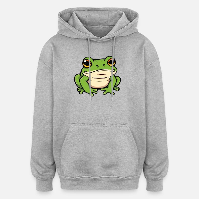 Grenouille - Sweat à capuche oversize unisexe - gris chiné