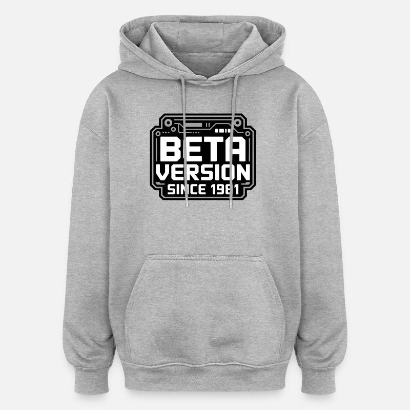 Conception de logo Retro Tech - Sweat à capuche oversize unisexe - gris chiné