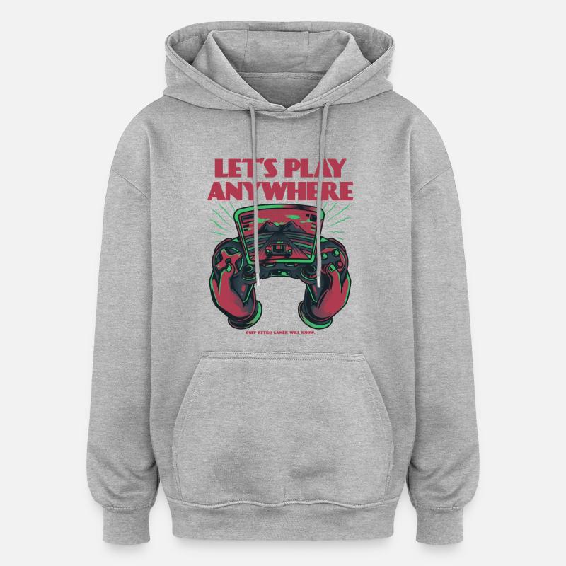Design Rétro Pour Gamers - Sweat à capuche oversize unisexe - gris chiné