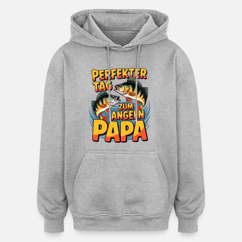 Journée parfaite pour papa pêcheur - Sweat à capuche oversize unisexe - gris chiné