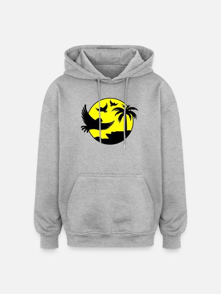 Paradise Island Birds - Oversized Unisex Hoodie - heather grey