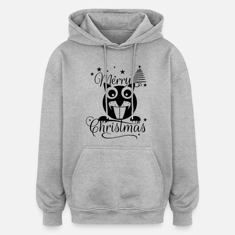 L’écureuil de Merry Chrysstman - Sweat à capuche oversize unisexe - gris chiné