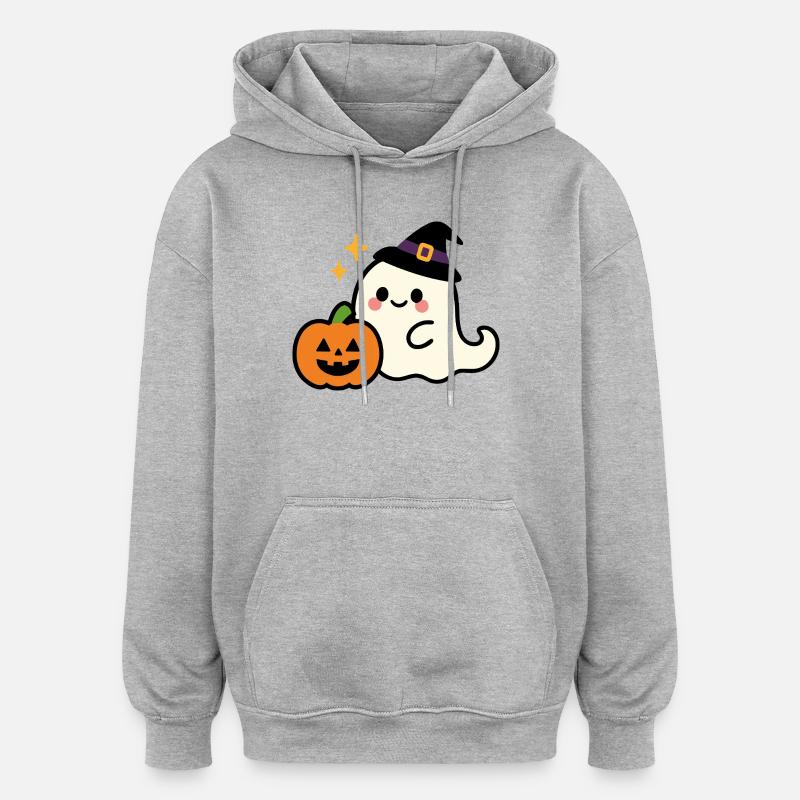 Mignon mais effrayant - Halloween Kawaii Ghost - Sweat à capuche oversize unisexe - gris chiné