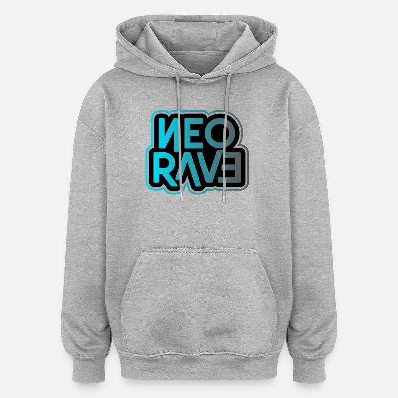Neo Rave Neon Typografie - Oversized Unisex Hoodie - Grau meliert