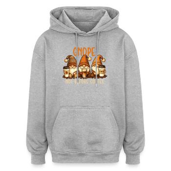 Gnope Nicht vor dem Kaffee Lustiger Gnom Zitat - Oversized Unisex Hoodie - Grau meliert - Vorne - Noah (186cm)