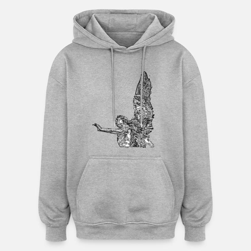 Ange - Sweat à capuche oversize unisexe - gris chiné