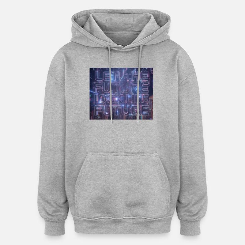 Typographie Neon Future - Sweat à capuche oversize unisexe - gris chiné