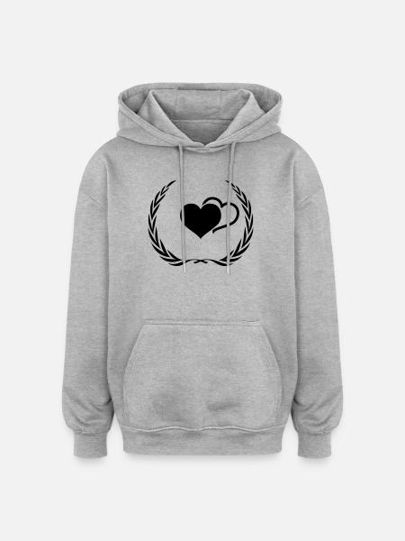 Herzen Symbol Kranz - Oversized Unisex Hoodie - Grau meliert