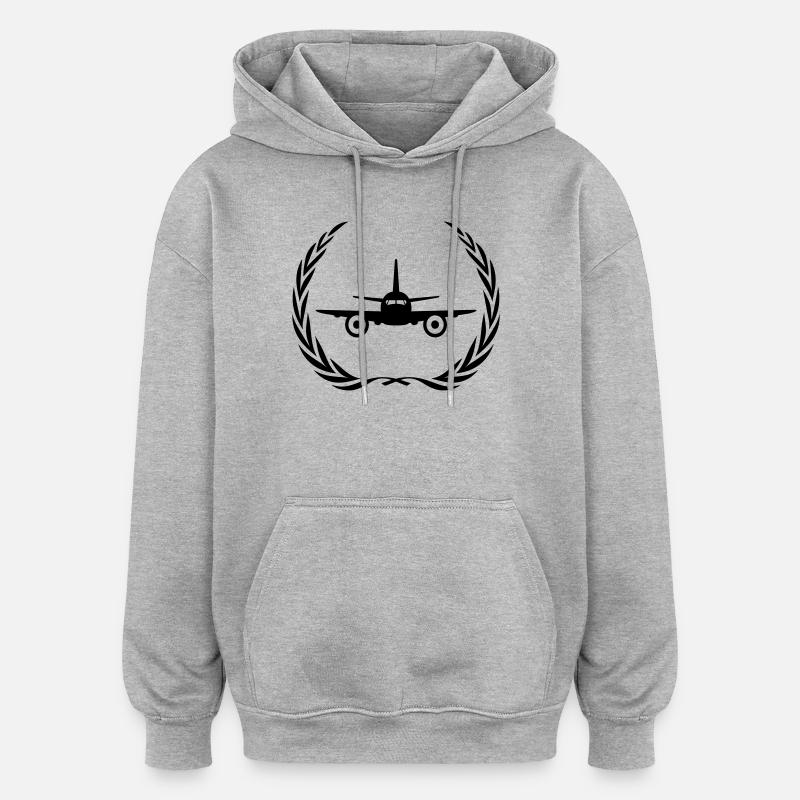 Couronne de symbole d’avion - Sweat à capuche oversize unisexe - gris chiné