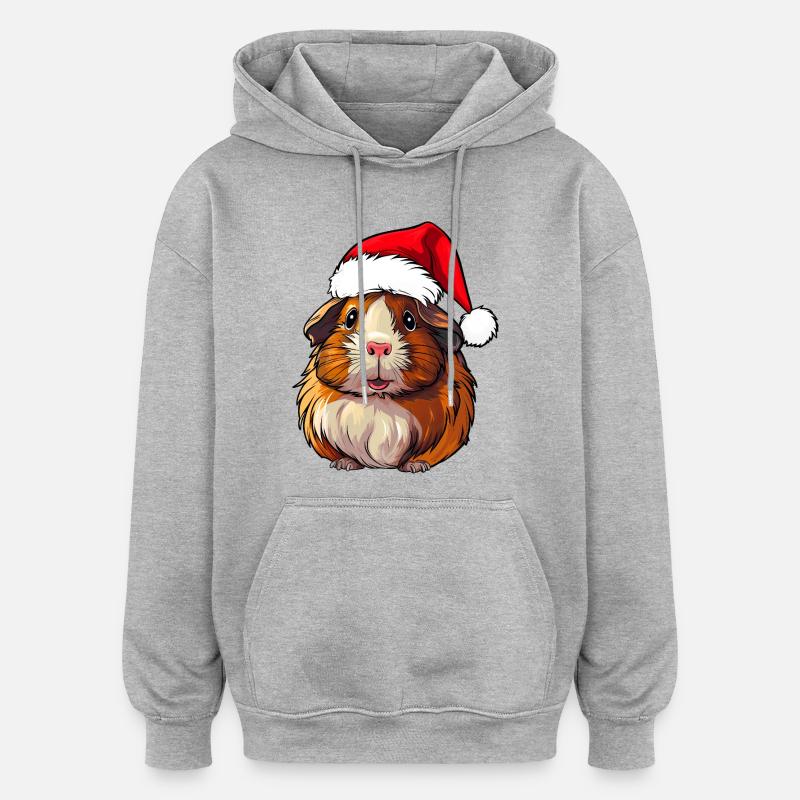 Cochons d'Inde de Noël - Sweat à capuche oversize unisexe - gris chiné