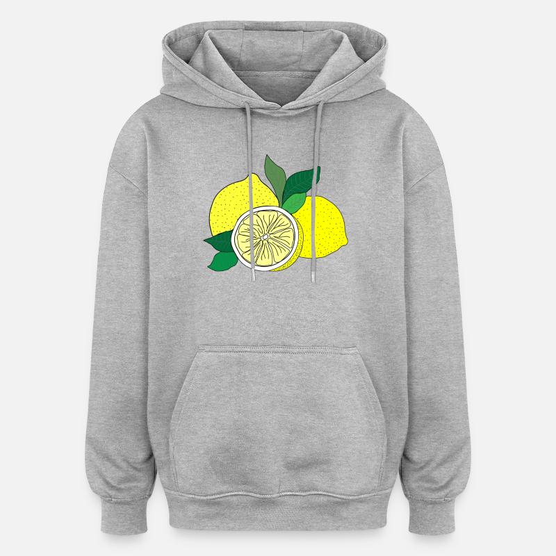 Imprimé agrume - Sweat à capuche oversize unisexe - gris chiné