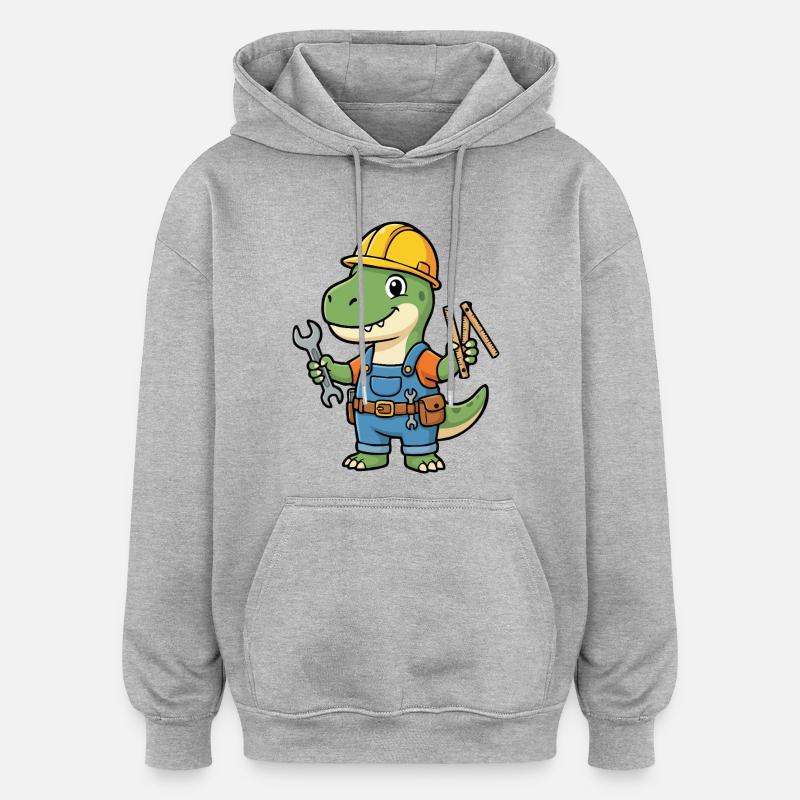 Dino construction worker with tools - Oversized Unisex Hoodie - heather grey