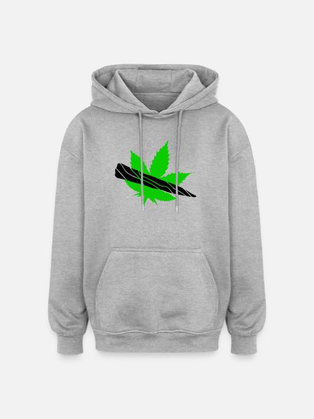 Green Leaf Silhouette Design - Oversized Unisex Hoodie - heather grey