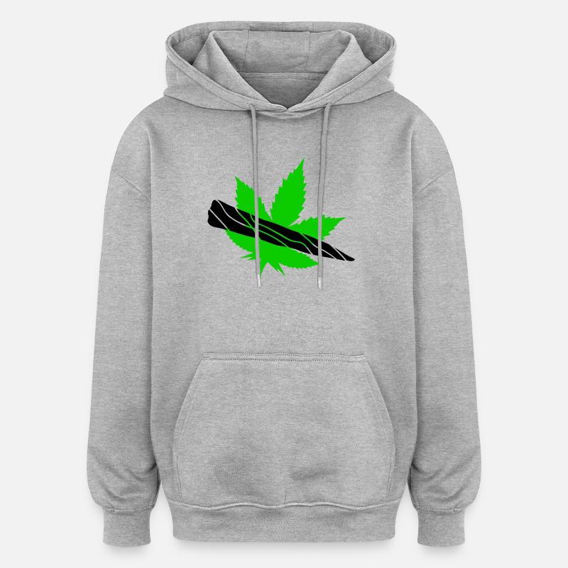 Silhouette de feuilles vertes - Sweat à capuche oversize unisexe - gris chiné